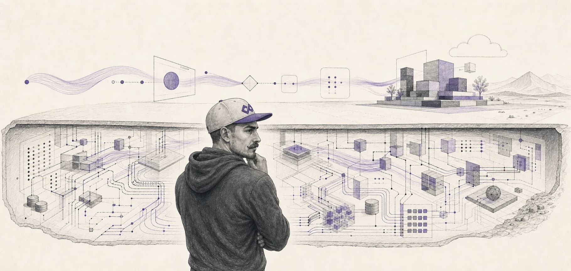 An engineer seeing both the effortless surface of programming and the complex system underneath